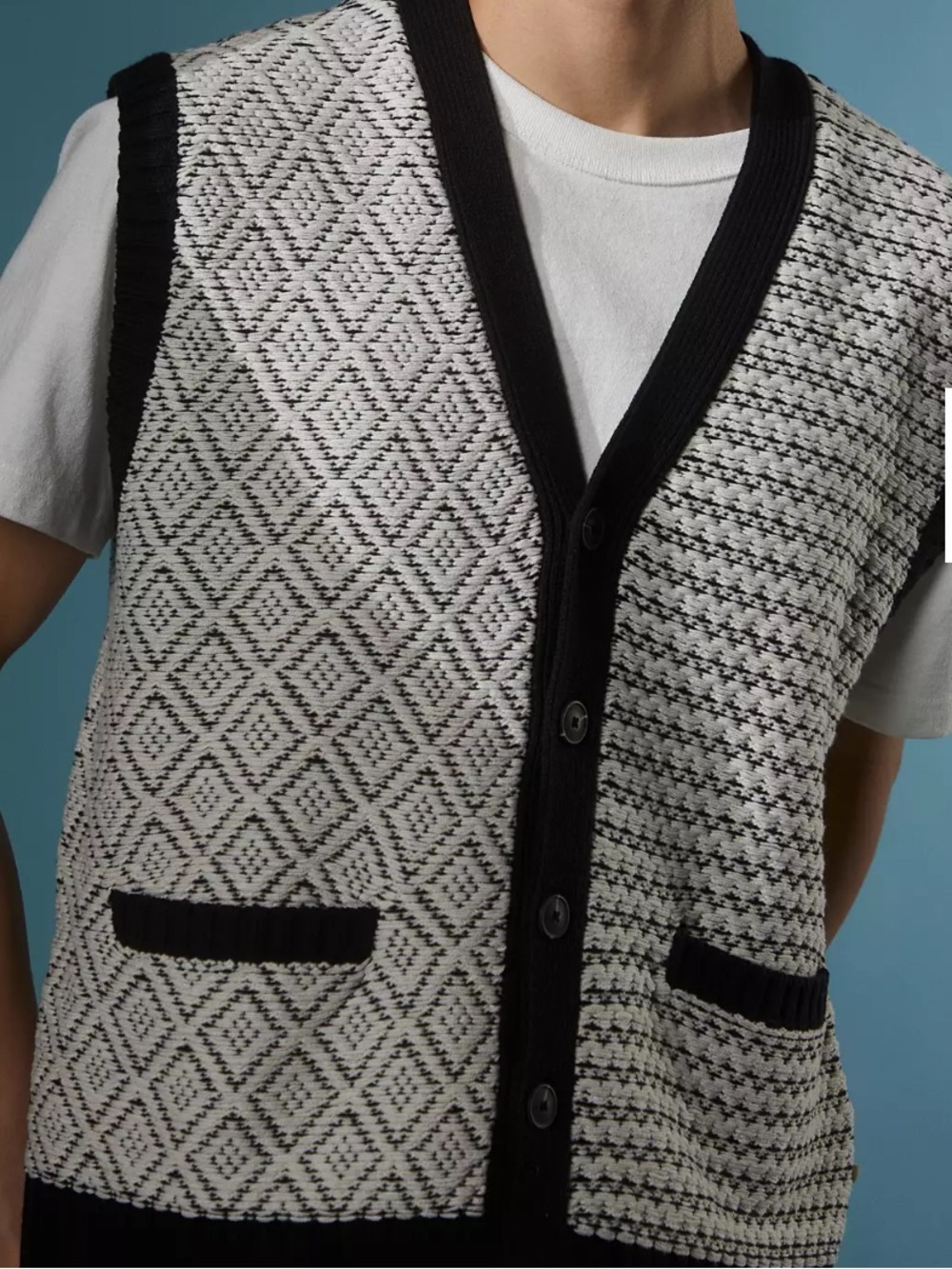 Urban Outfitters orange/Red and Blue Knit Franklin cardigan sweeater vest